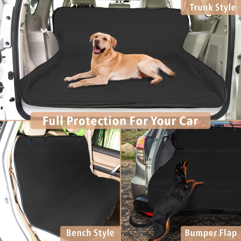 F-color SUV Cargo Liner for Dogs - Waterproof Pet Cargo Liner, Comfort Dog Cargo Cover with Bumper Flap Protector, Scrachproof for Large SUVs Sedans Trunks Vans, Black - Image 3
